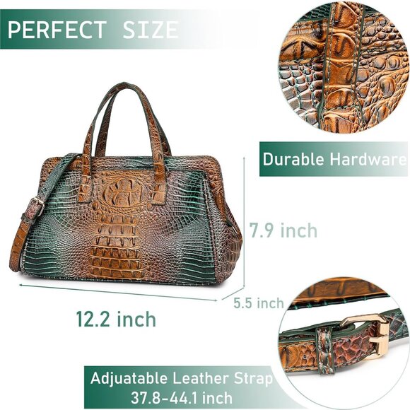 Elegant Peacock Crocodile Handbag - Multi-Pocket Vegan Leather Crossbody Design - Picture 2 of 6